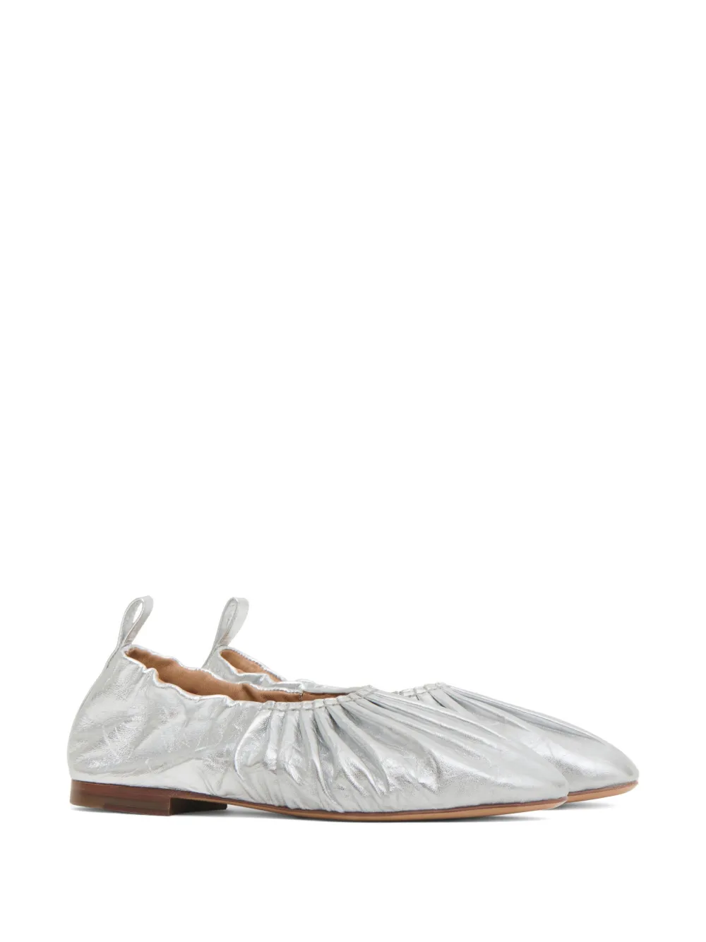 Mansur Gavriel Ruched Ballerina Flats In Silver