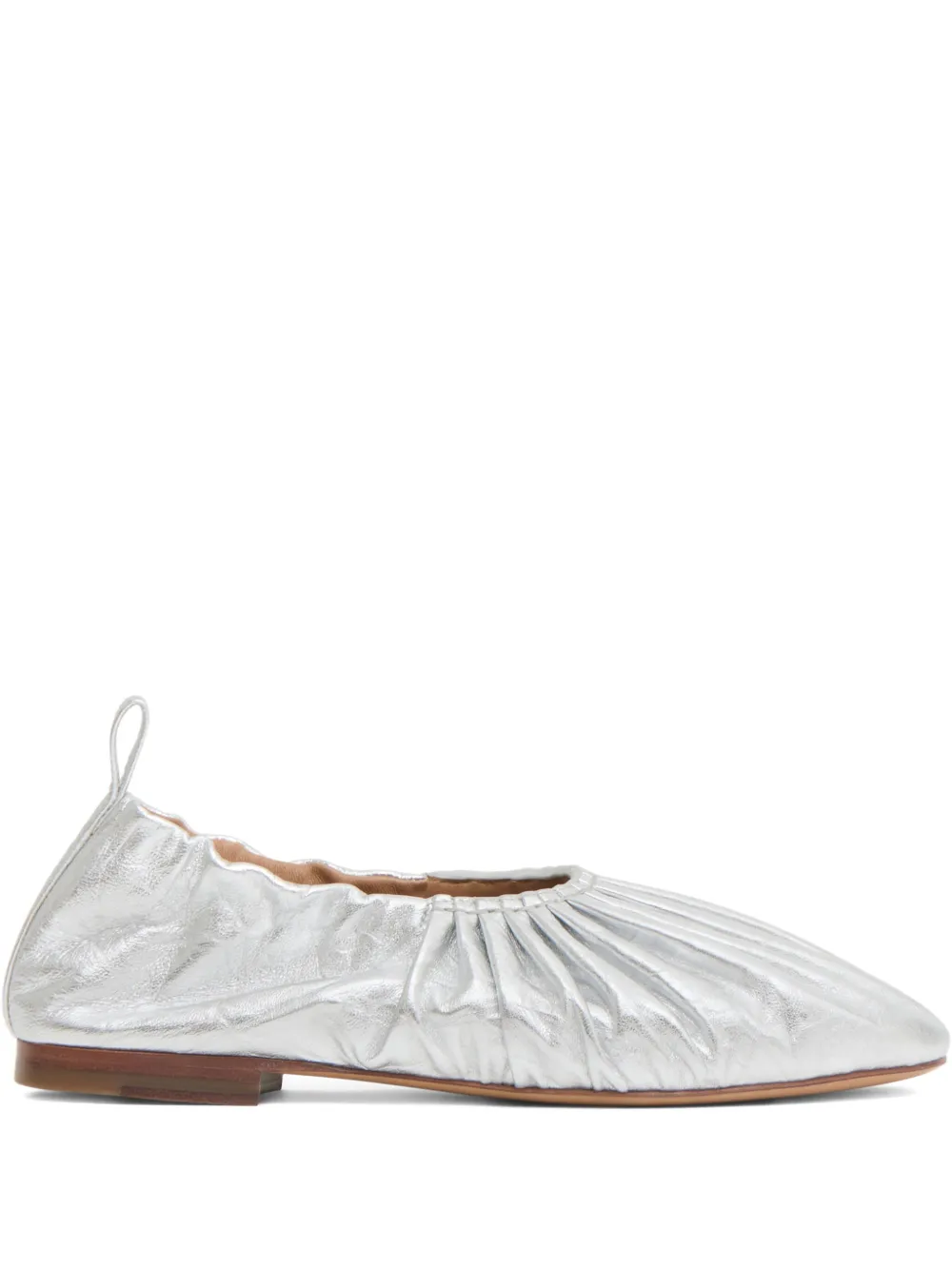 Mansur Gavriel Ruched Ballerina Flats In Silver