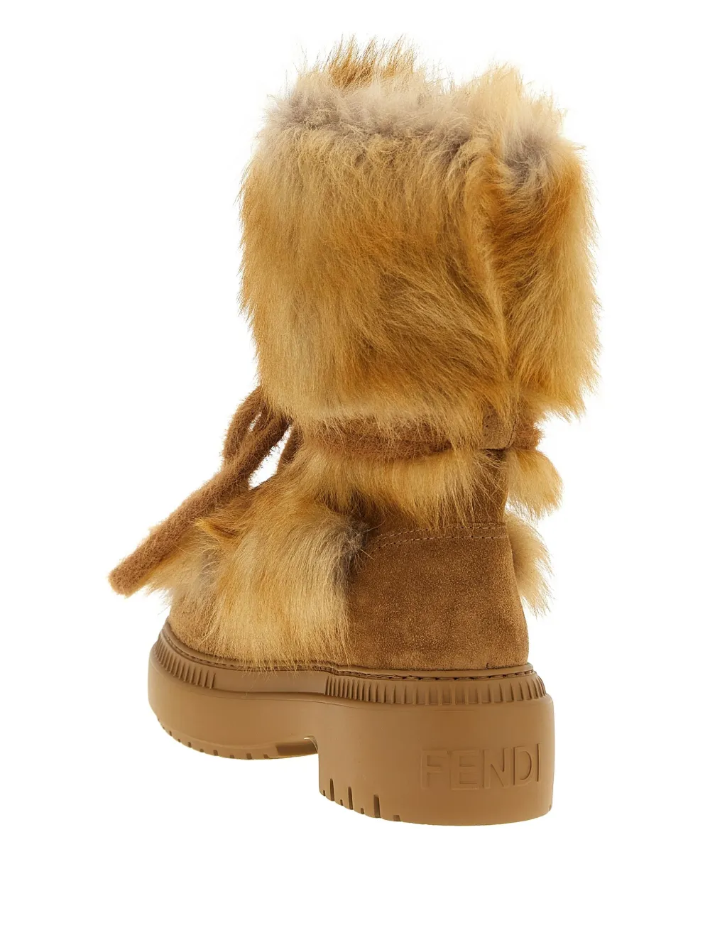 Fendi 55mm Apres Chic Fur Lace-up Boots In Brown
