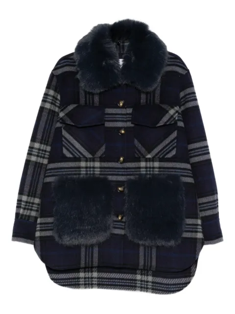 Ava Adore faux-fur-trim plaid coat