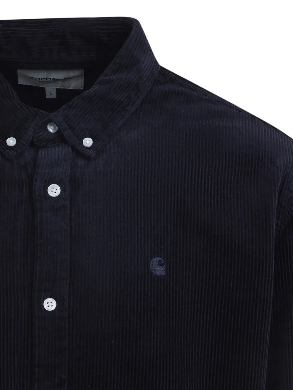 Carhartt Long Sleeve Corduroy Shirt With Button Collar In Blue