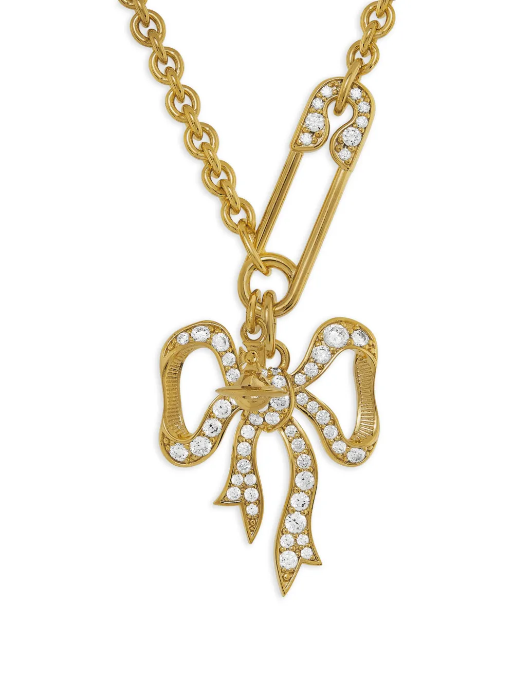 Vivienne Westwood bow safety pin necklace - Oro
