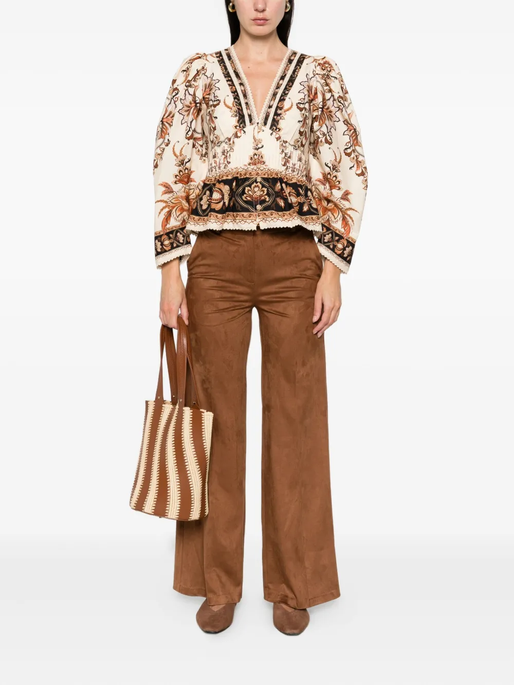 FARM Rio Blouse met bloemenprint - Beige