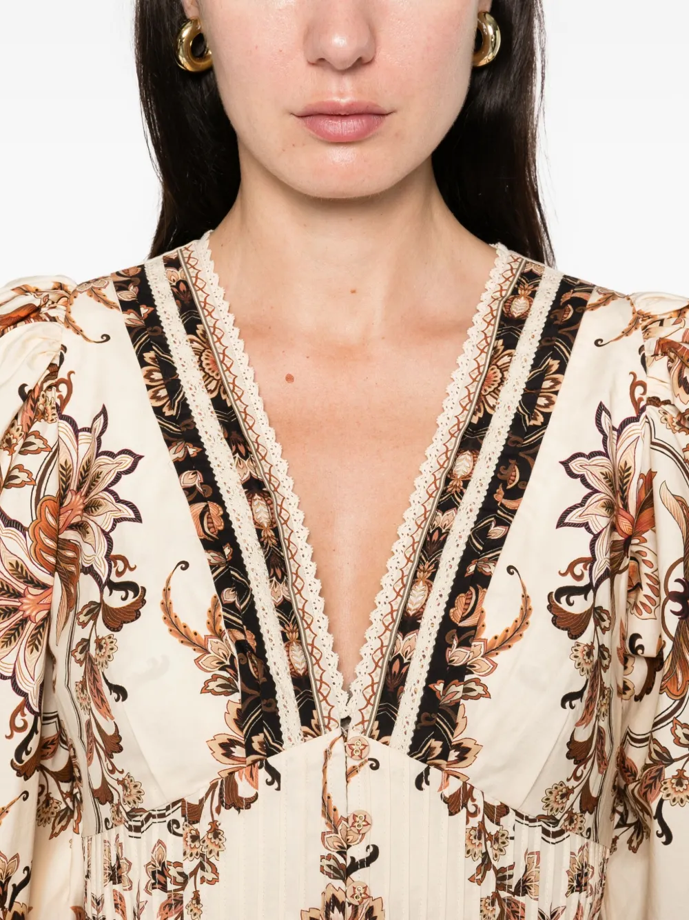 Farm Rio Floral-print Shirt In Neutral