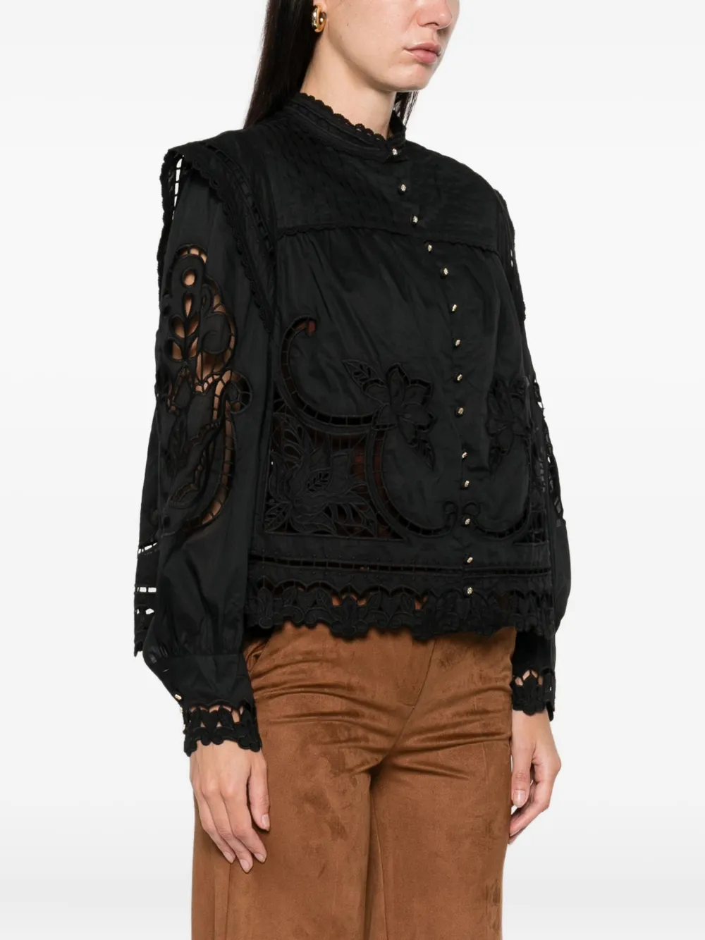 Farm Rio Richilieu Blouse In Black