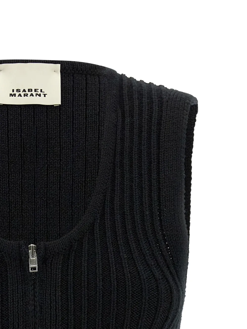 Isabel Marant Sleeveless Ribbed Texture Vest Named Devima In Black