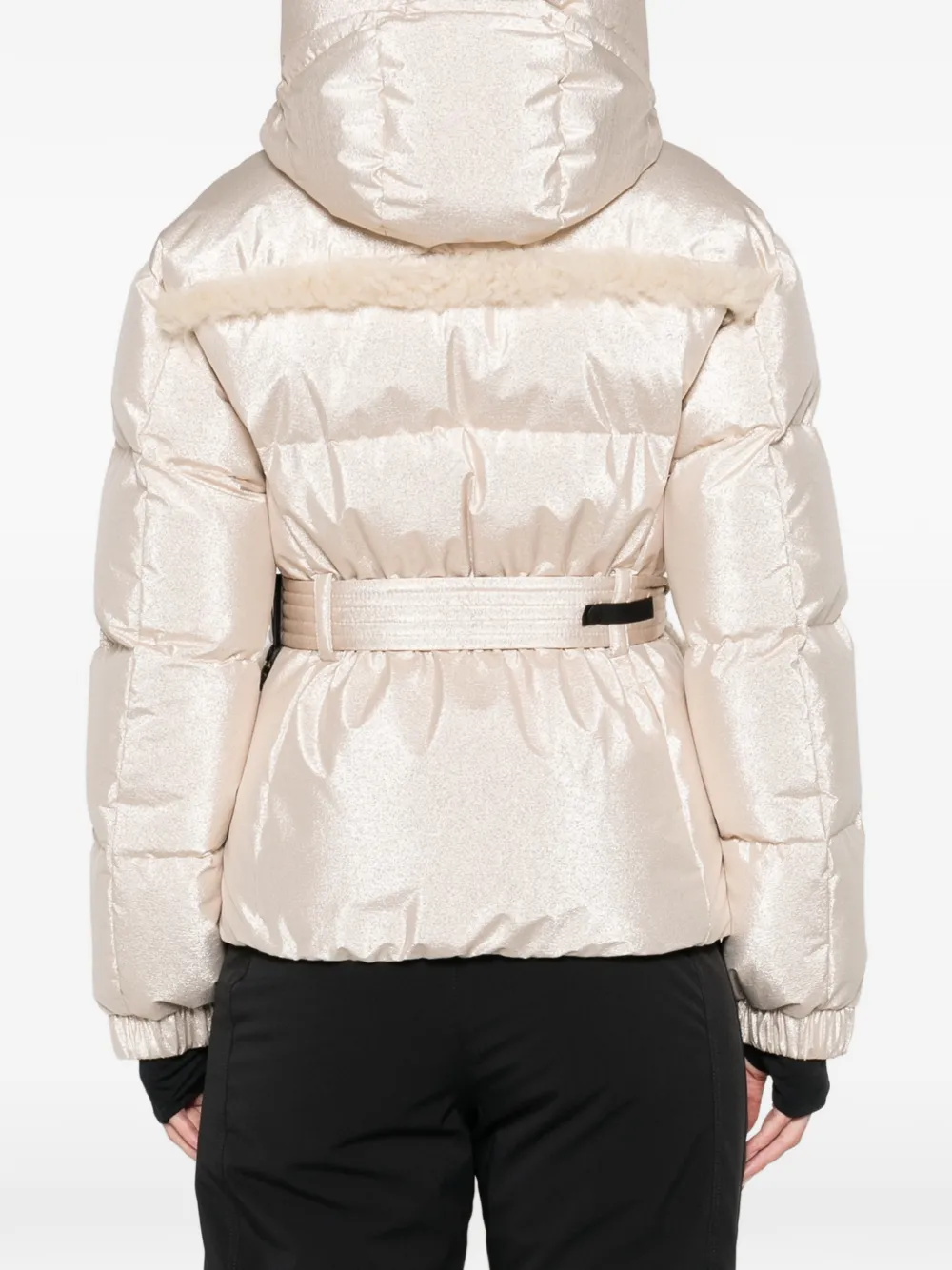 Moncler Metallic Shearling-trimmed Jacket In Neutral