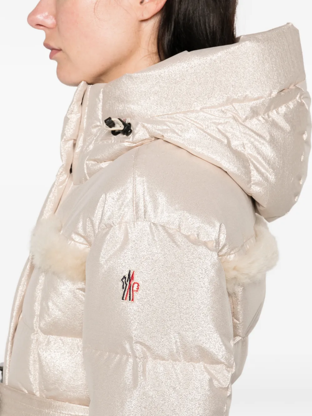 Moncler Metallic Shearling-trimmed Jacket In Neutral
