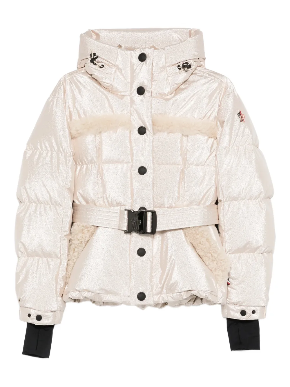 Moncler Metallic Shearling-trimmed Jacket In Neutral