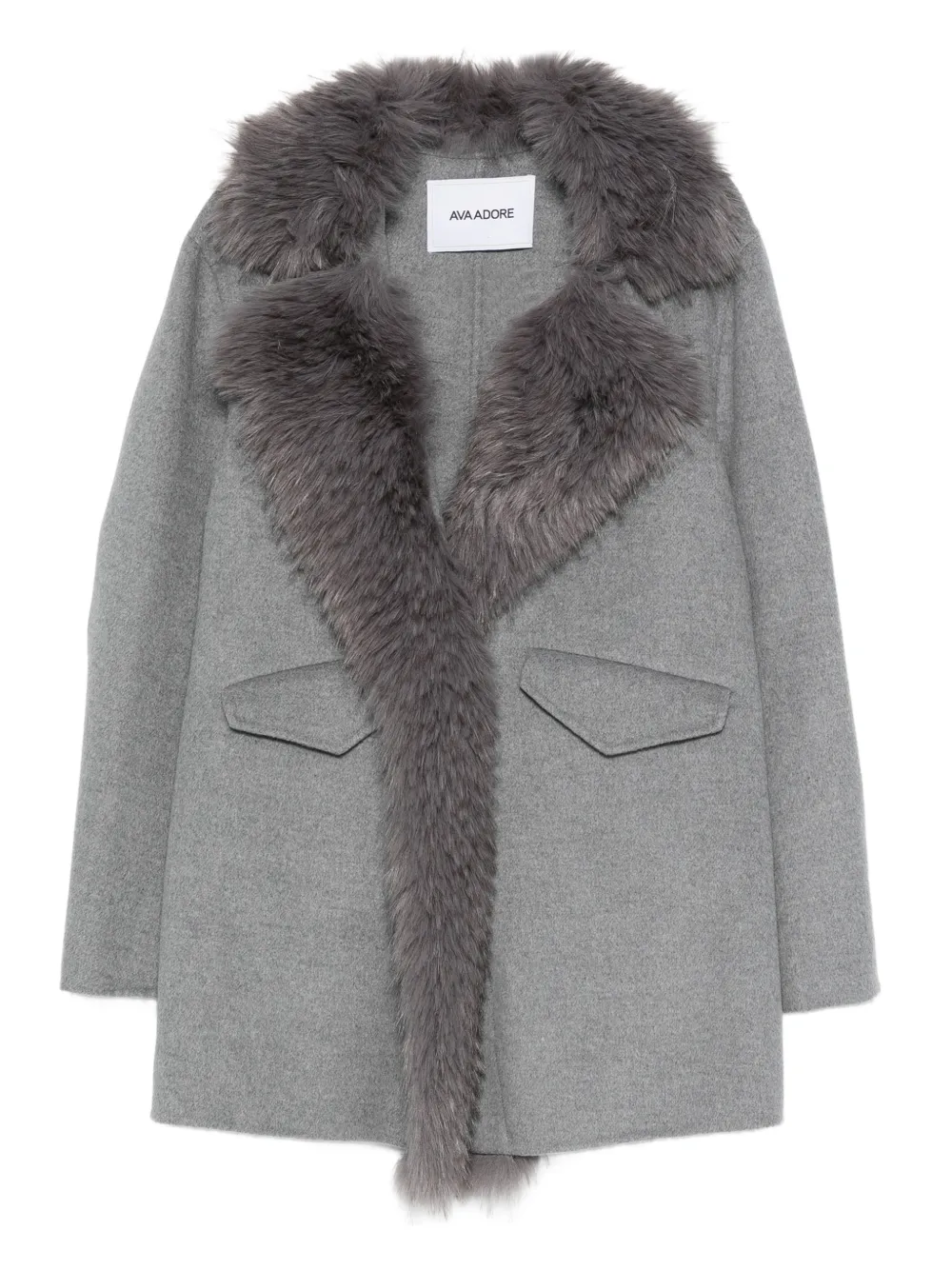 Ava Adore Pocket Long-sleeve Coat In Gray