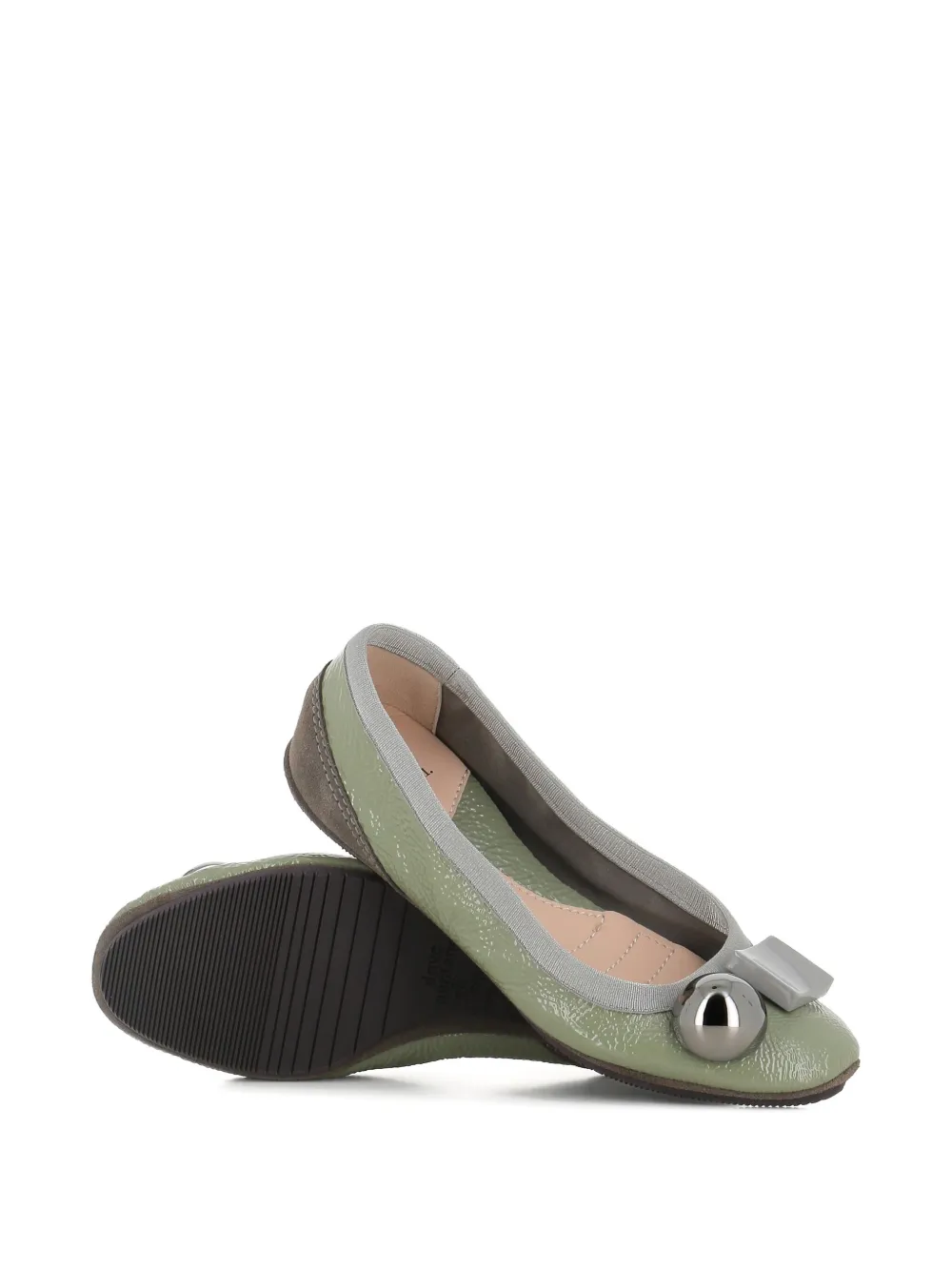 Dove Nuotano Gli Squali Becky Appliqué Ballet Flats In Green