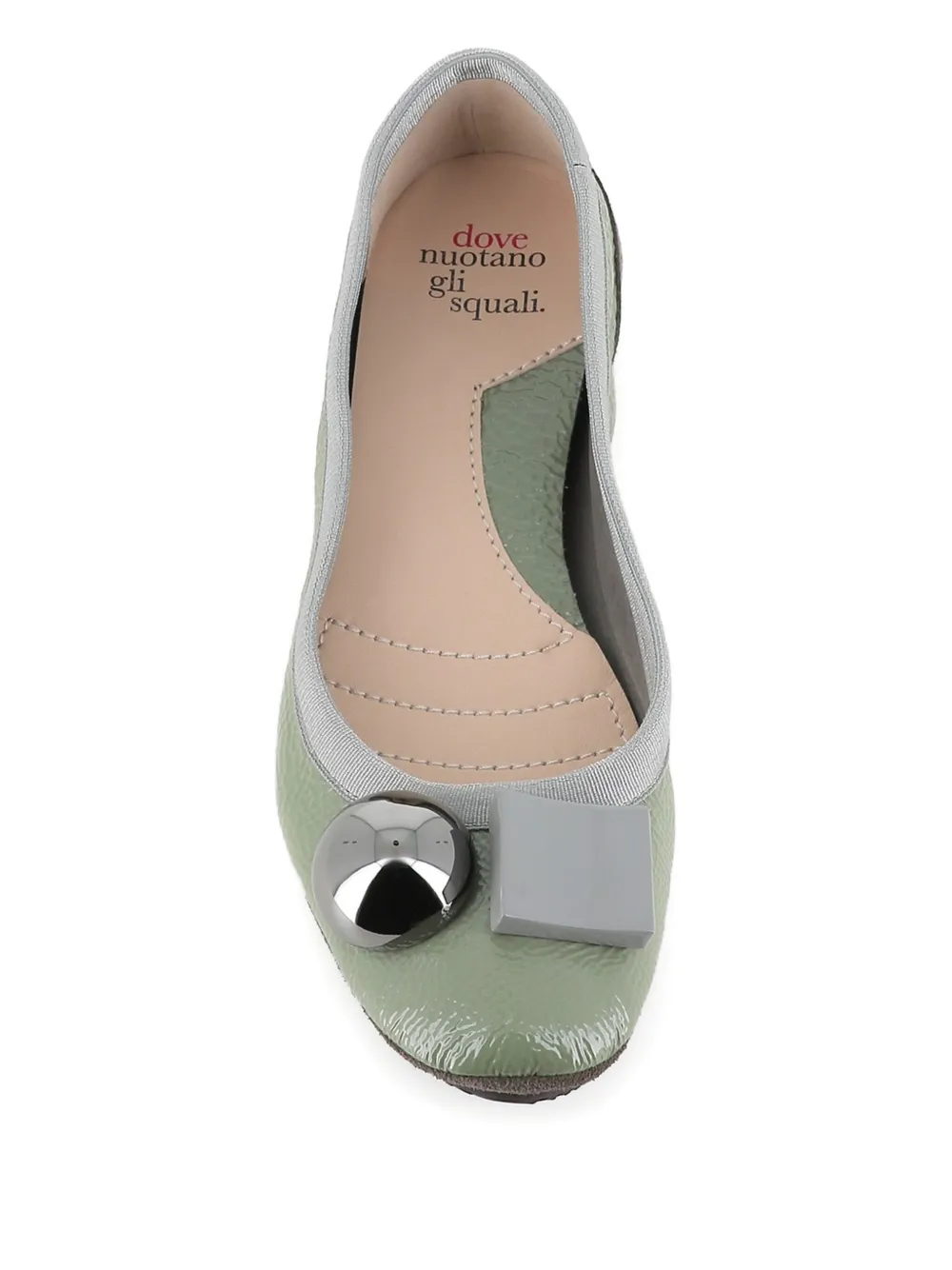 Dove Nuotano Gli Squali Becky Appliqué Ballet Flats In Green