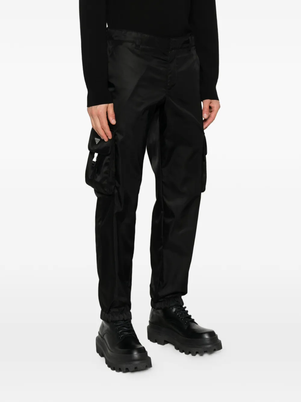 Prada Broek met logoplakkaat Zwart