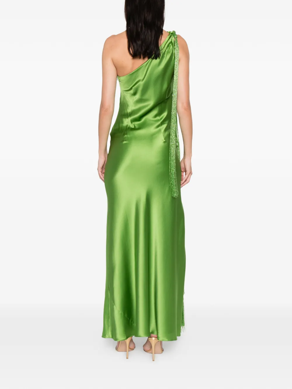 Cult Gaia Tassel One-shoulder Maxi Dress In Green
