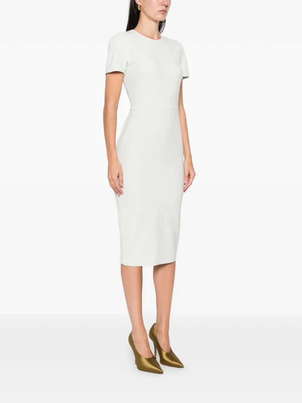 Victoria Beckham Fitted Double Crepe T-shirt Dress In White