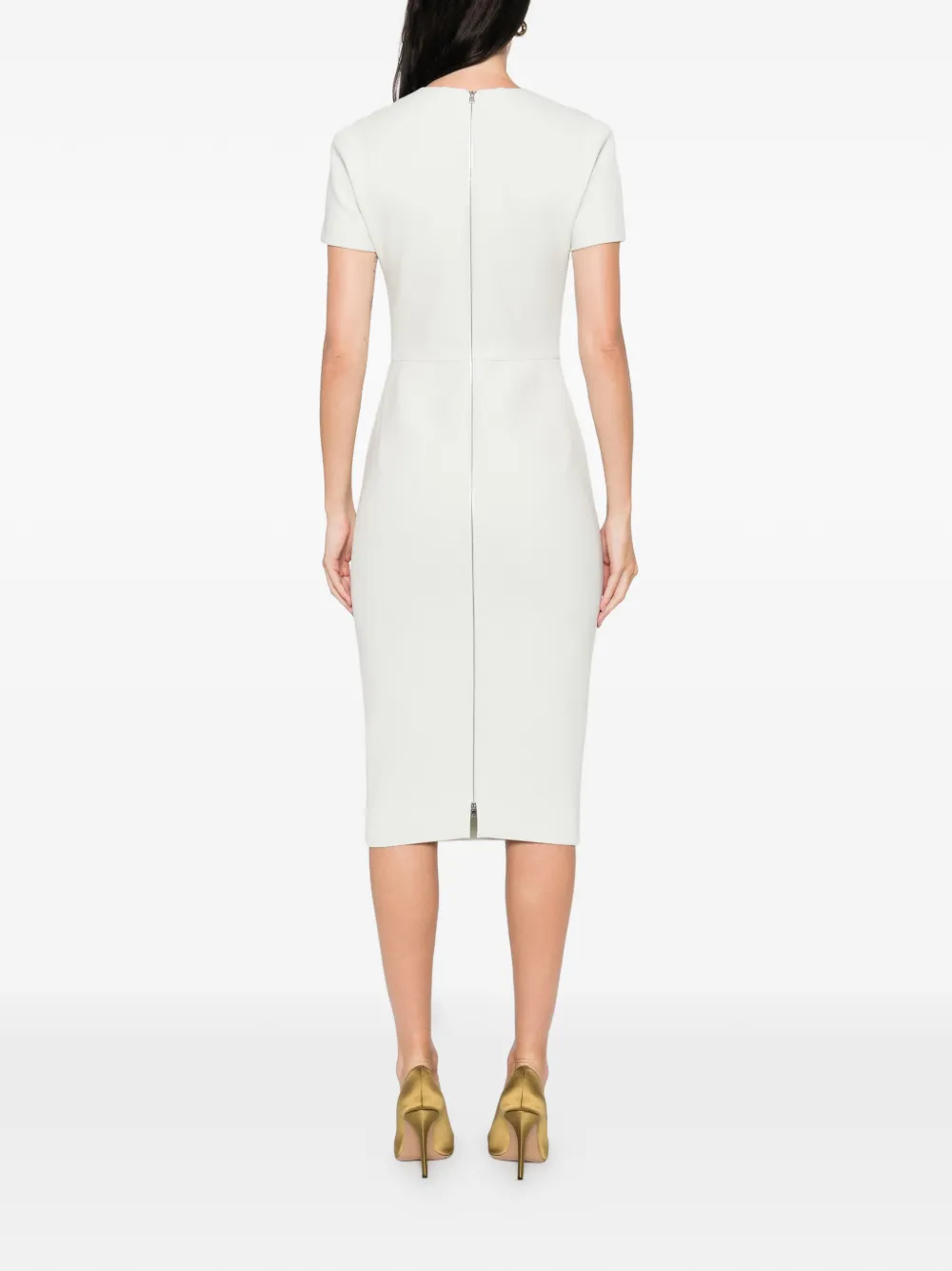 Victoria Beckham Fitted Double Crepe T-shirt Dress In White