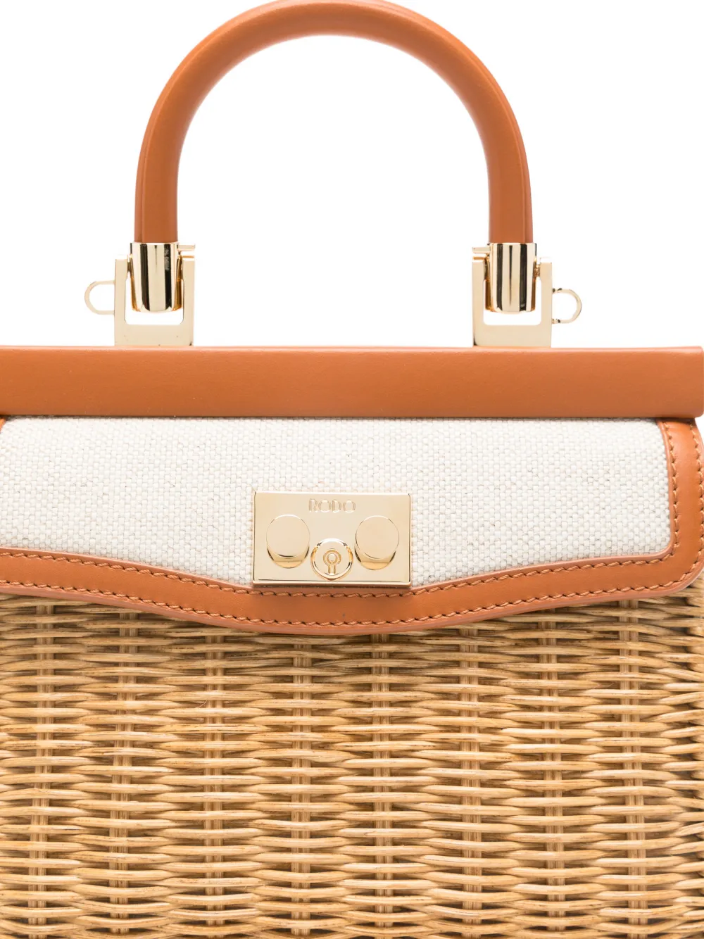 Rodo Woven Top-handle Shoulder Bag In Brown