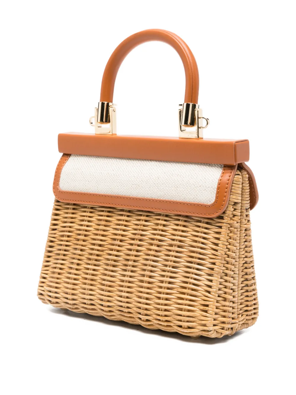 Rodo Woven Top-handle Shoulder Bag In Brown