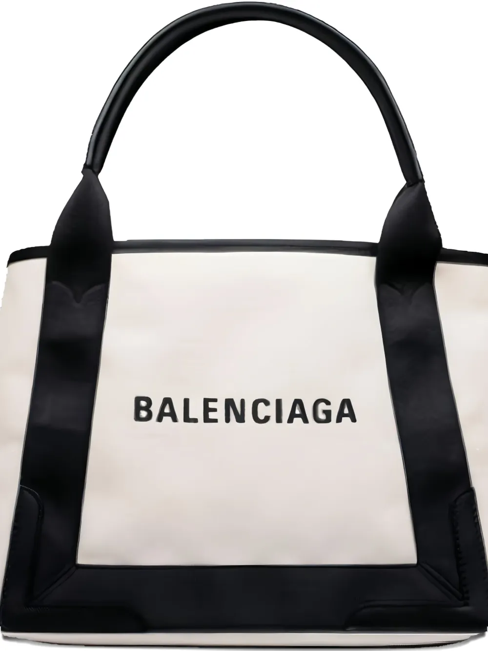 Balenciaga Kleine Navy Cabas shopper met logo - Beige