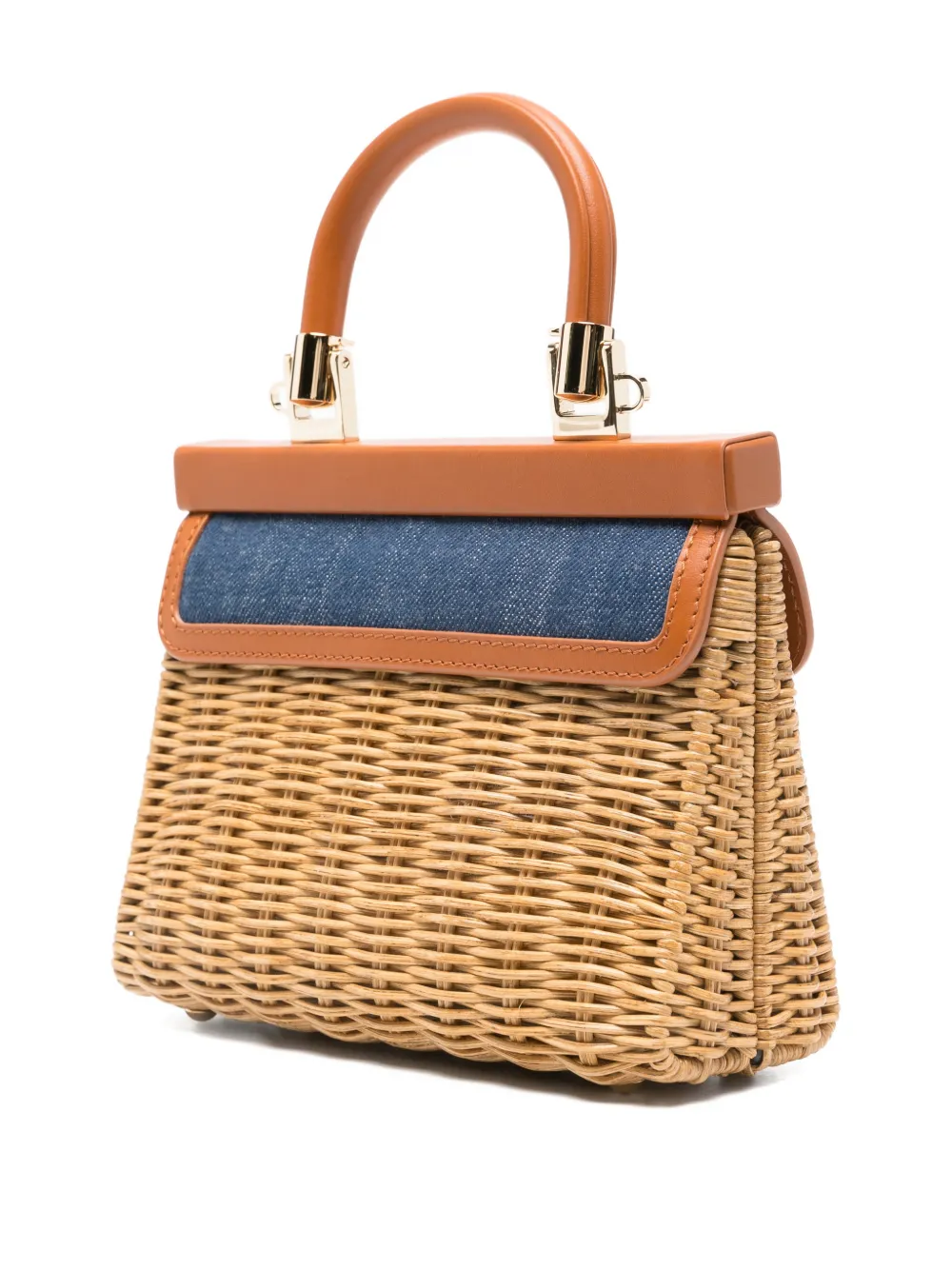 Rodo woven top-handle tote bag - Beige