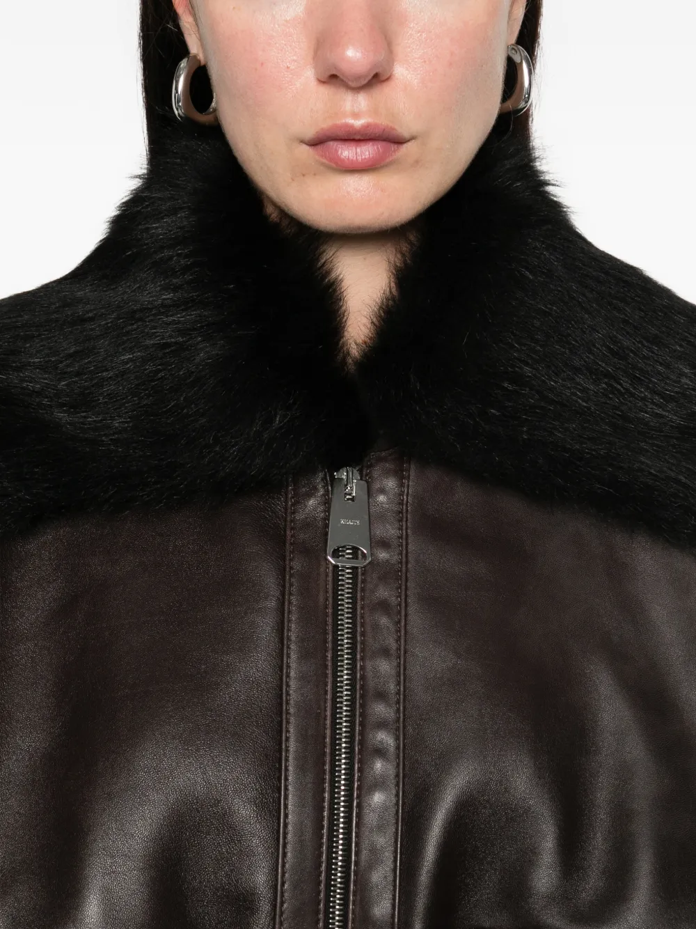 Khaite Fur-collar Leather Jacket In Brown