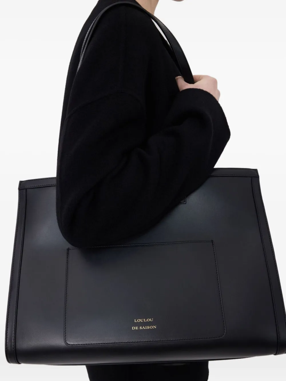 Loulou De Saison Anyla Leather Tote Bag In Black