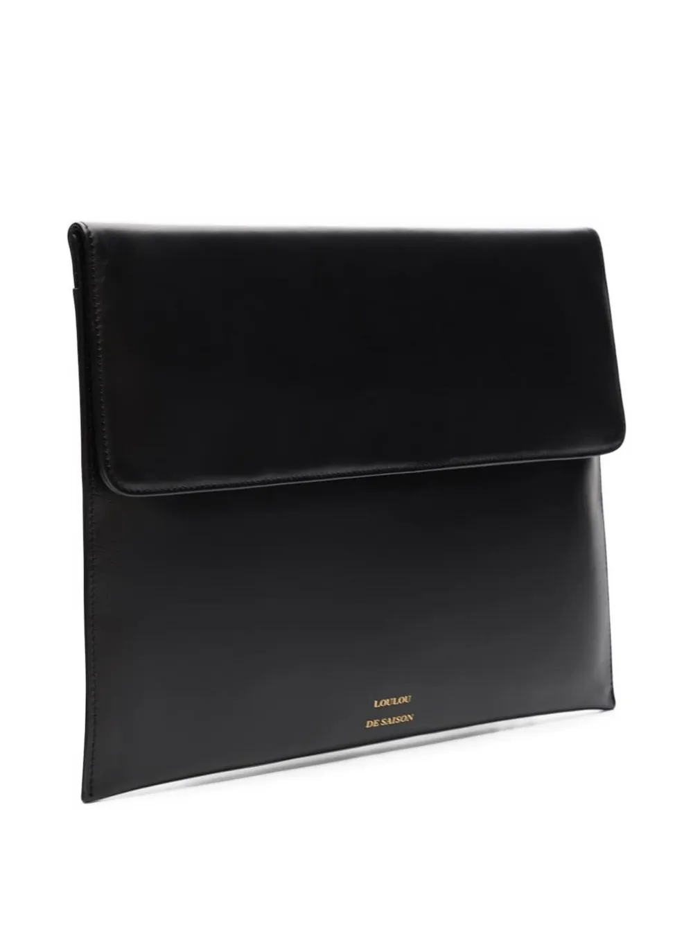 Loulou De Saison Gaia Leather Clutch Bag In Black