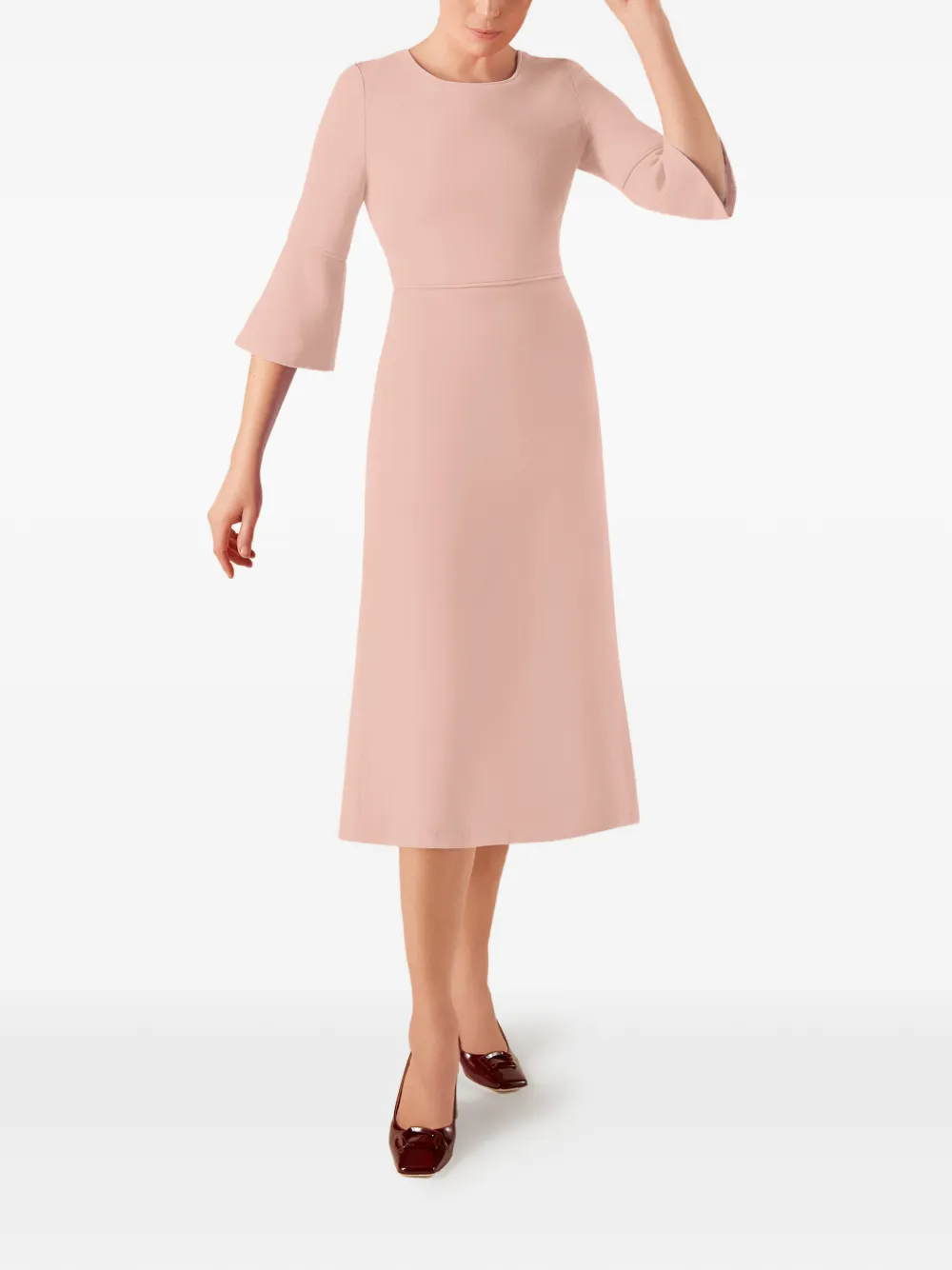 JANE Riley bell-sleeve midi dress - Roze