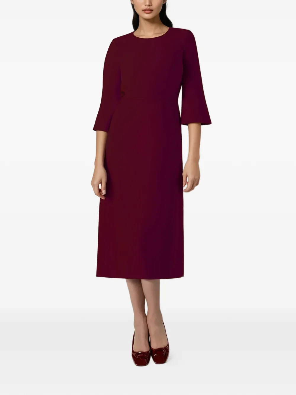 JANE Riley flared-sleeve midi dress - Rood