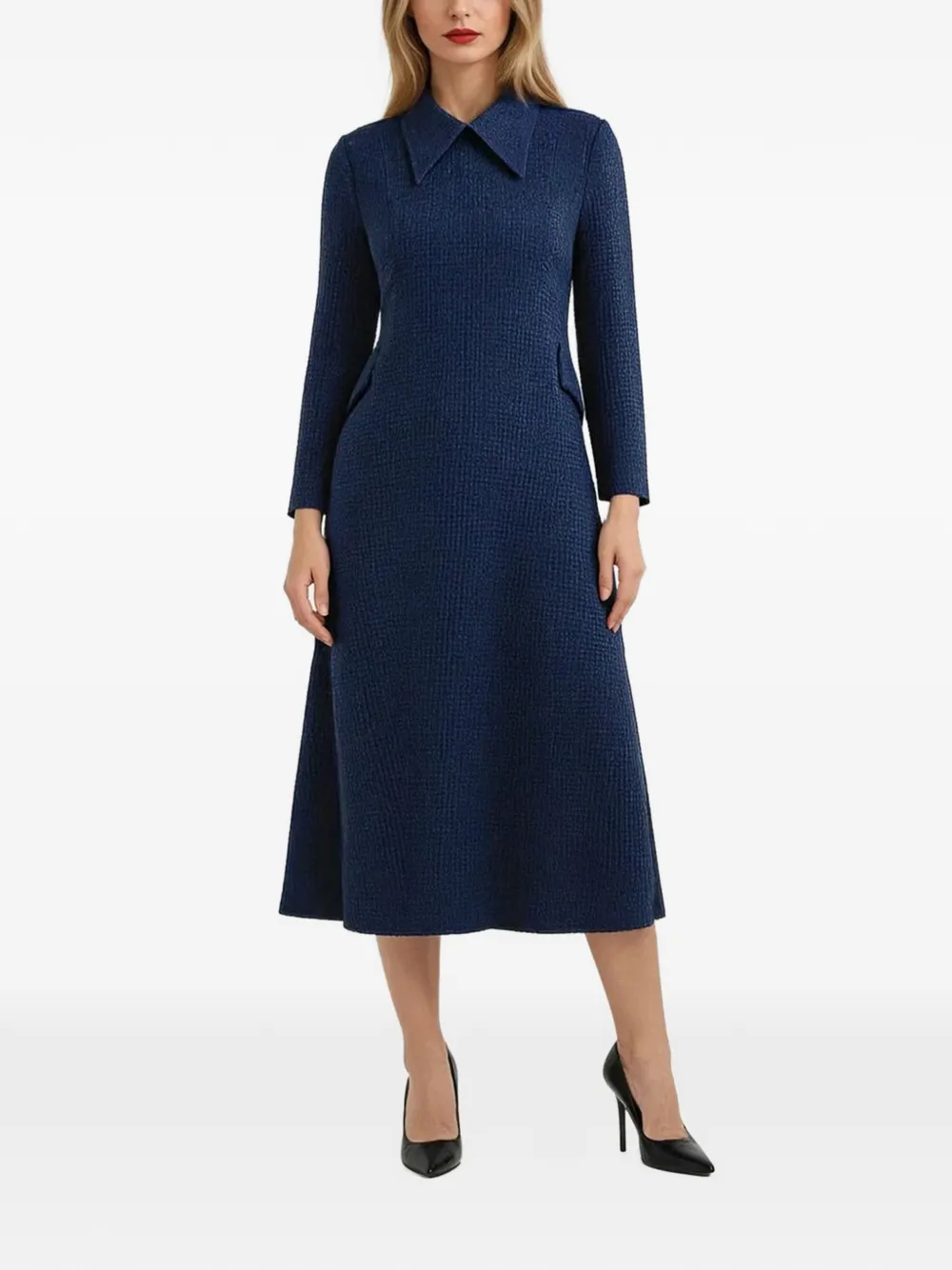 JANE Taylor tweed-fabric midi dress - Blauw