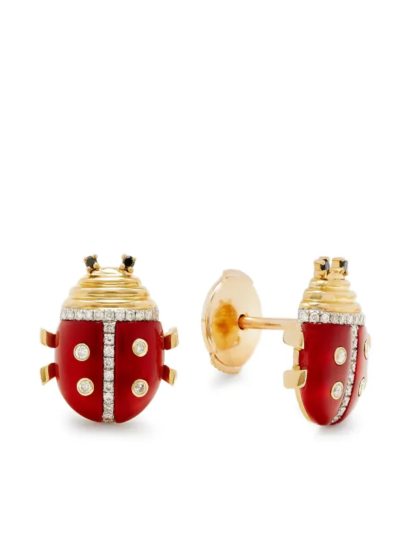 Yvonne Léon Ladybug Diamond Earrings in Gold