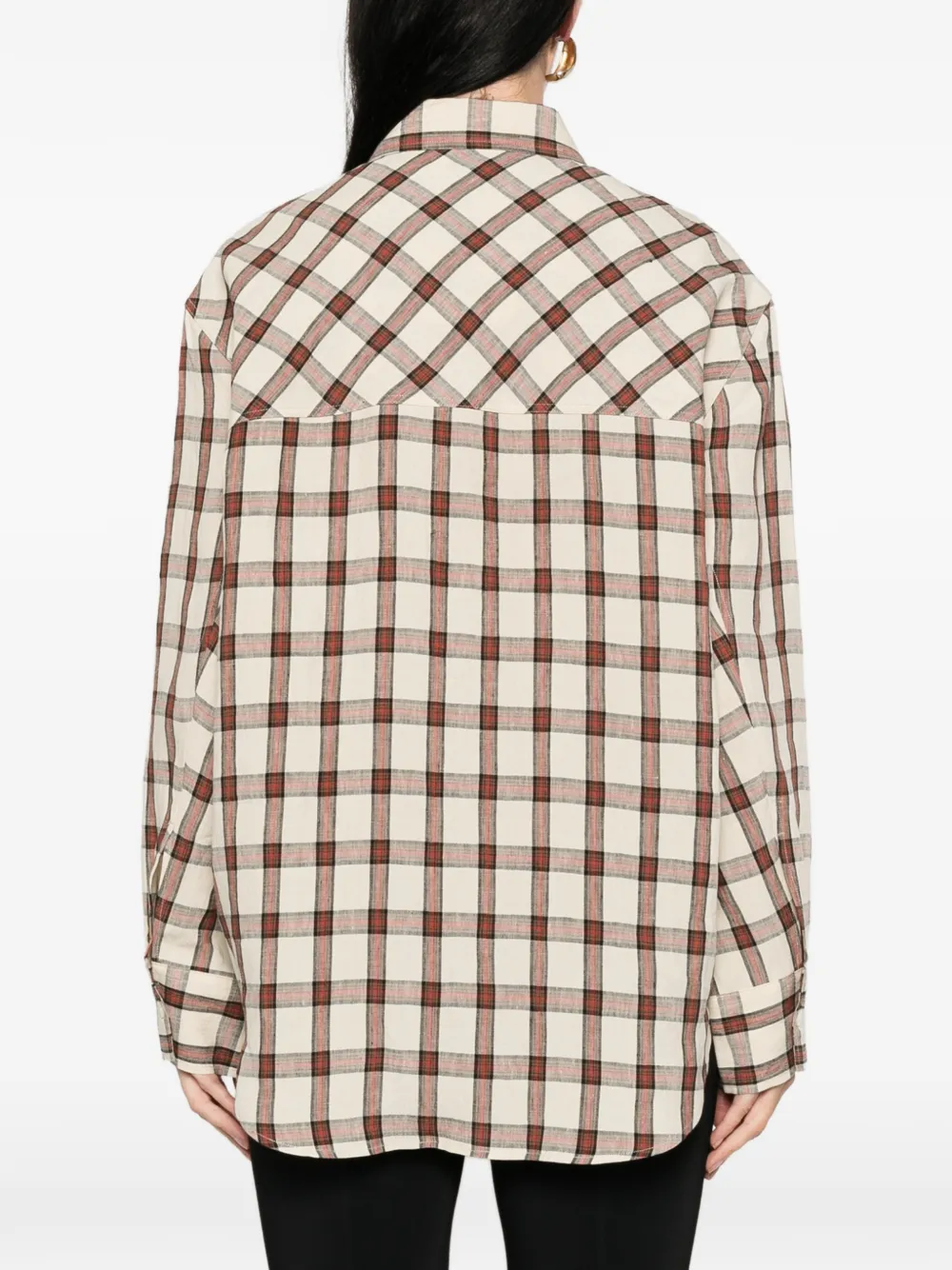 Róhe Check-pattern Oversized Shirt in Neutrals, view 4