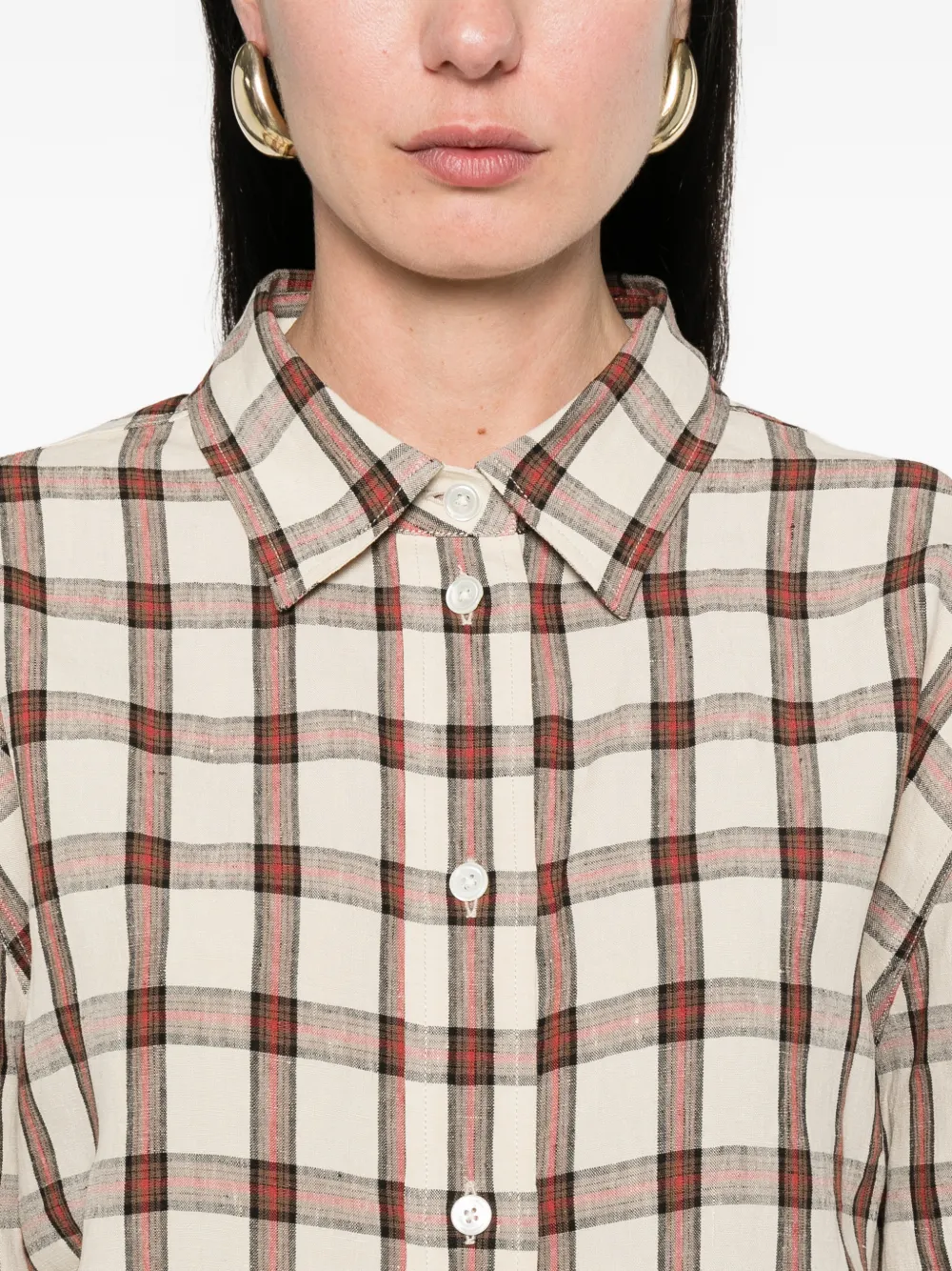 Róhe Check-pattern Oversized Shirt in Neutrals, view 5