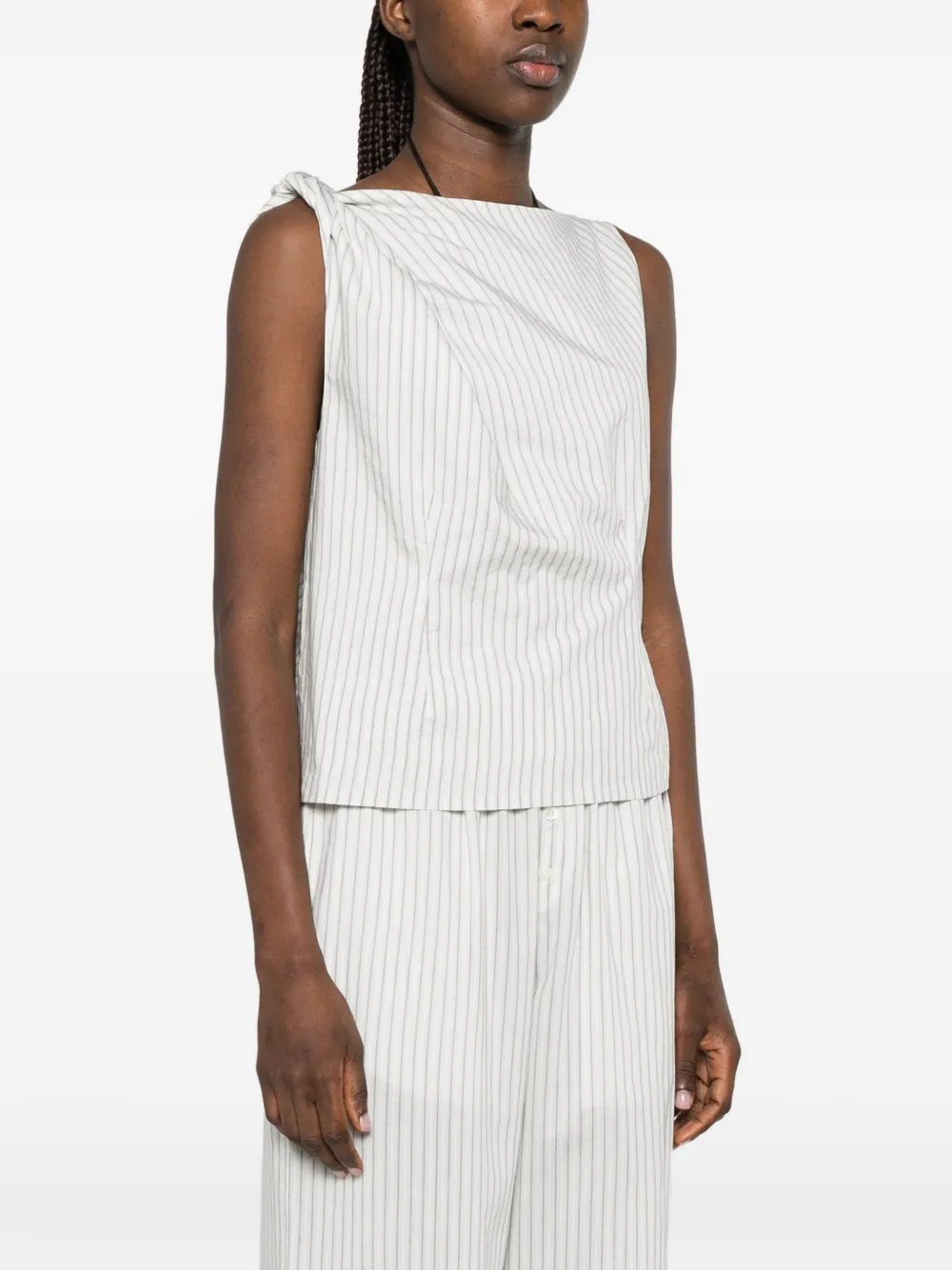  Róhe Blusa Drapeada A Rayas - Blanco 