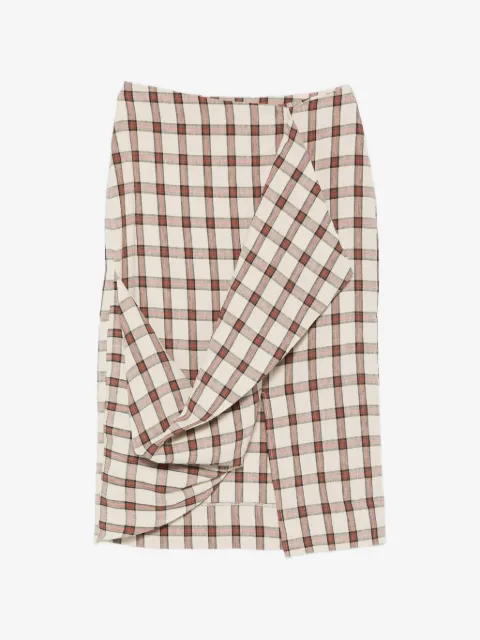 Róhe draped check midi skirt