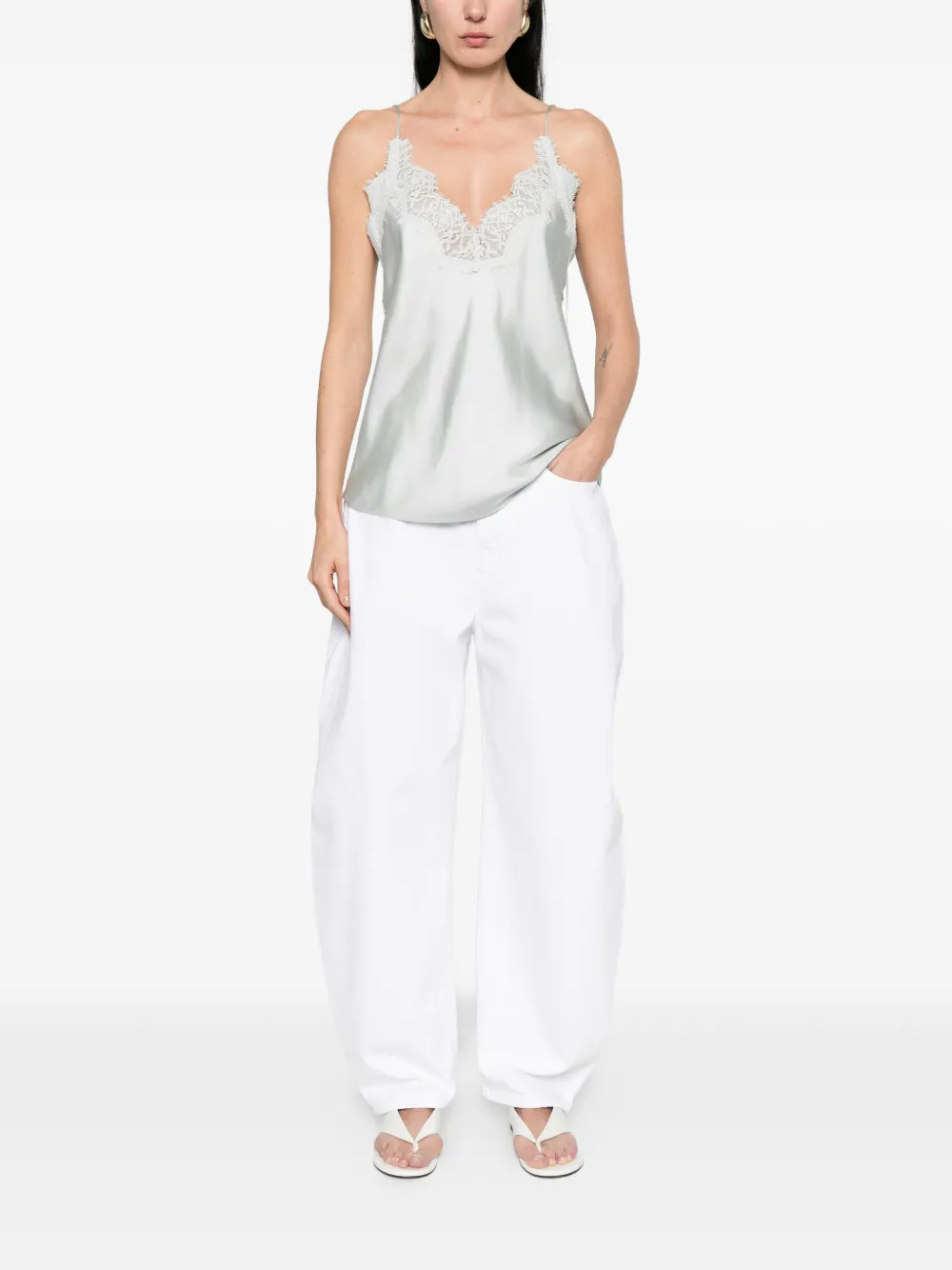  Róhe Lace-trim Silk Top - Blue 