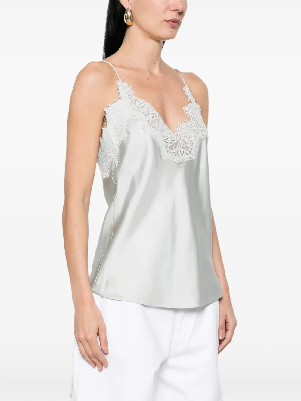  Róhe Lace-trim Silk Top - Blue 