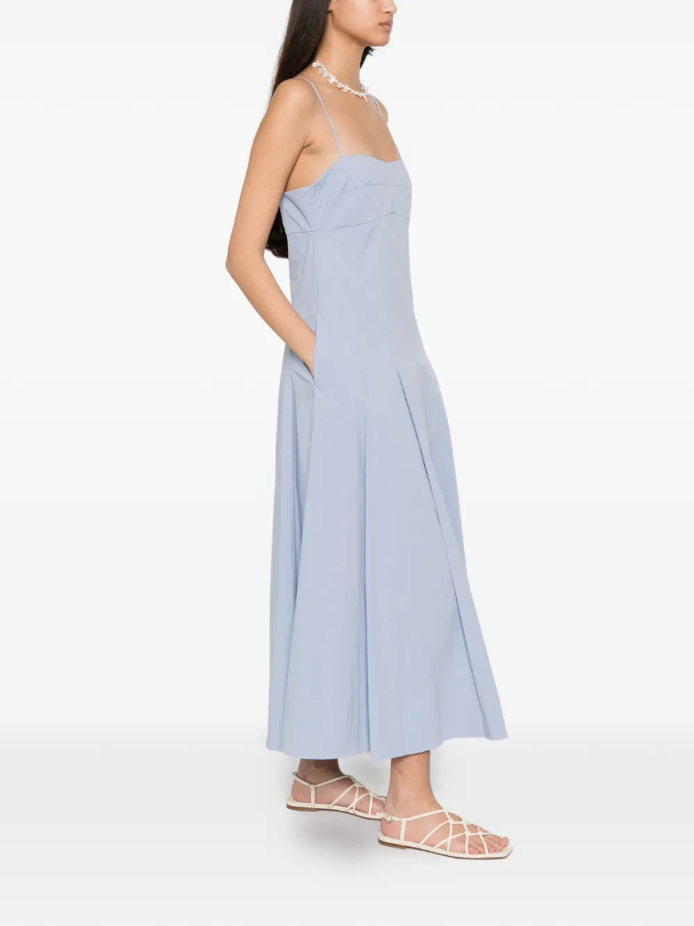 St. Agni Katoenen geplooide jurk Blauw