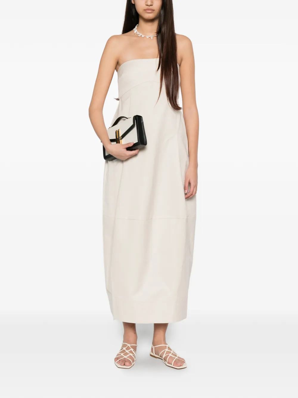 St. Agni Pleated Cocoon Dress in Neutrals, view 2