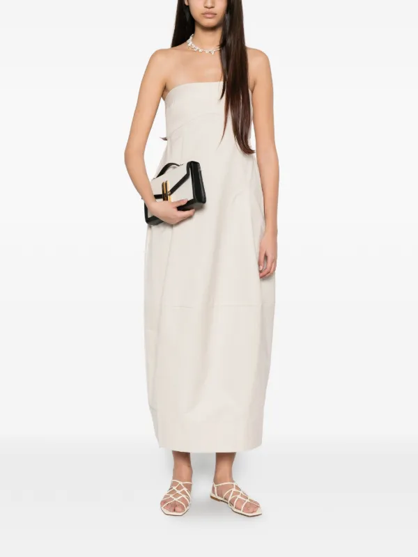 open lace back dress Women's Peyton Cocoon Pleated Spandex Homespun Midi Dress S/M/L White Mean Blvd S / White
