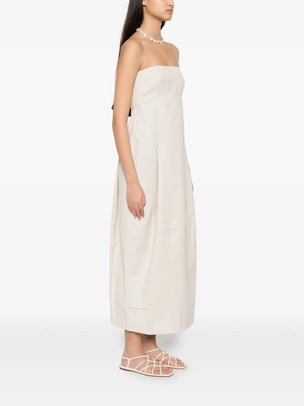 St. Agni Pleated Cocoon Dress in Neutrals, view 3