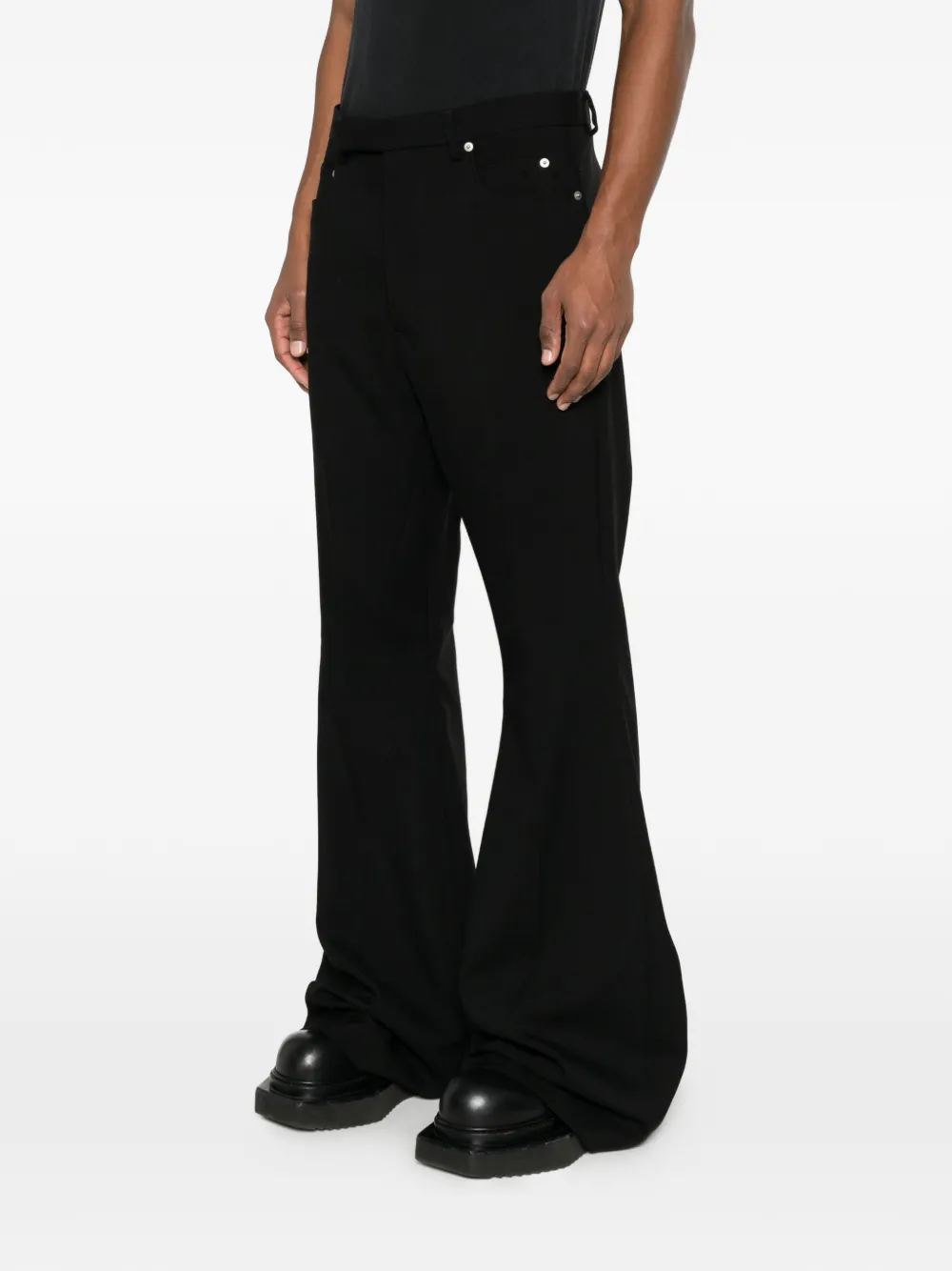 Rick Owens Embellished Flared Trousers In Black