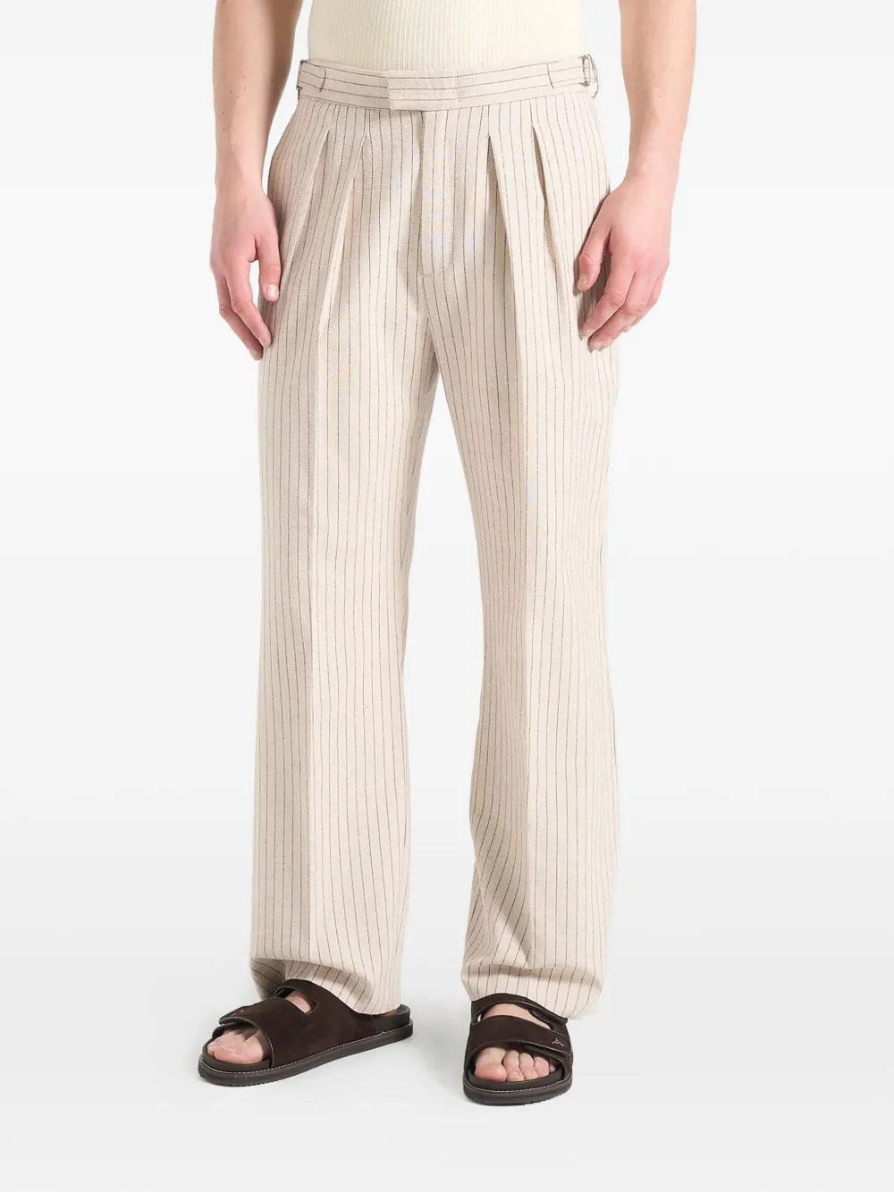 Manière De Voir Pierre pinstripe-pattern pleated tailored trousers | Tailored Pants | Image 2