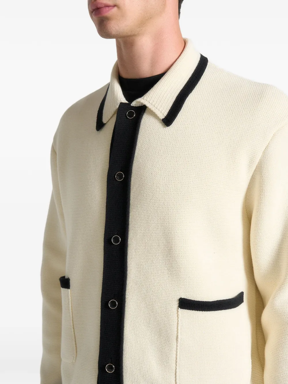 Manière De Voir Julien Button Combed Cotton Knit Cardigan In Neutral