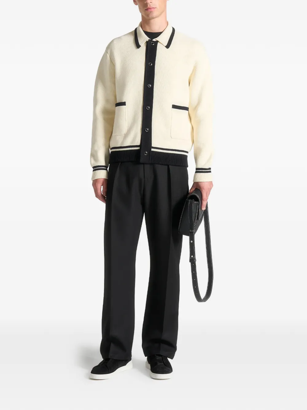 Manière De Voir Julien Button Combed Cotton Knit Cardigan In Neutral