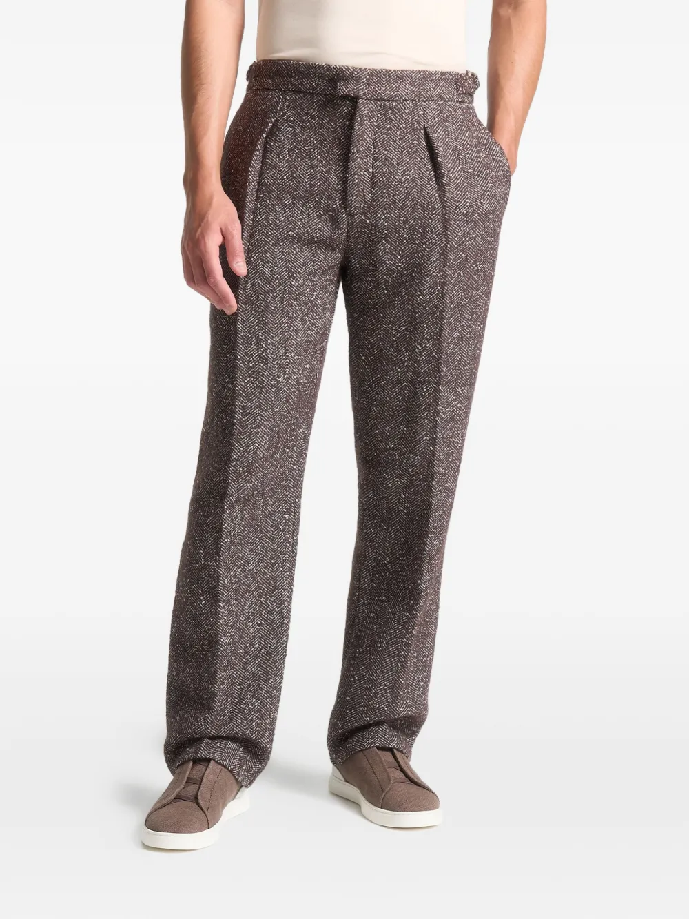 Manière De Voir Dorian herringbone pleated trousers | Brown | Image 1