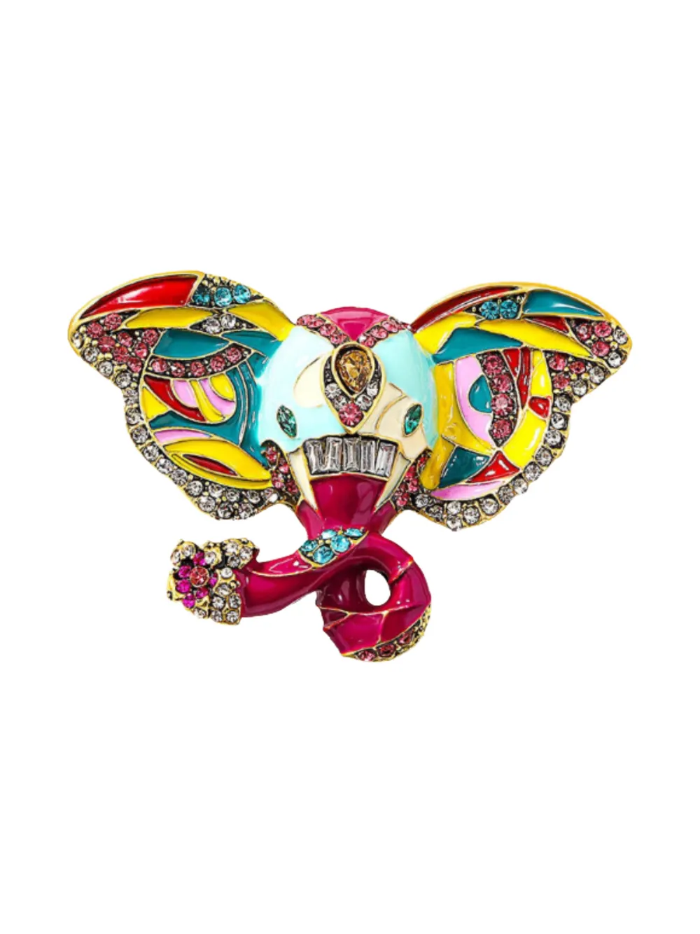 HZMER JEWELLERY Satrangi Gaj crystal-embellishment brooch - Gold