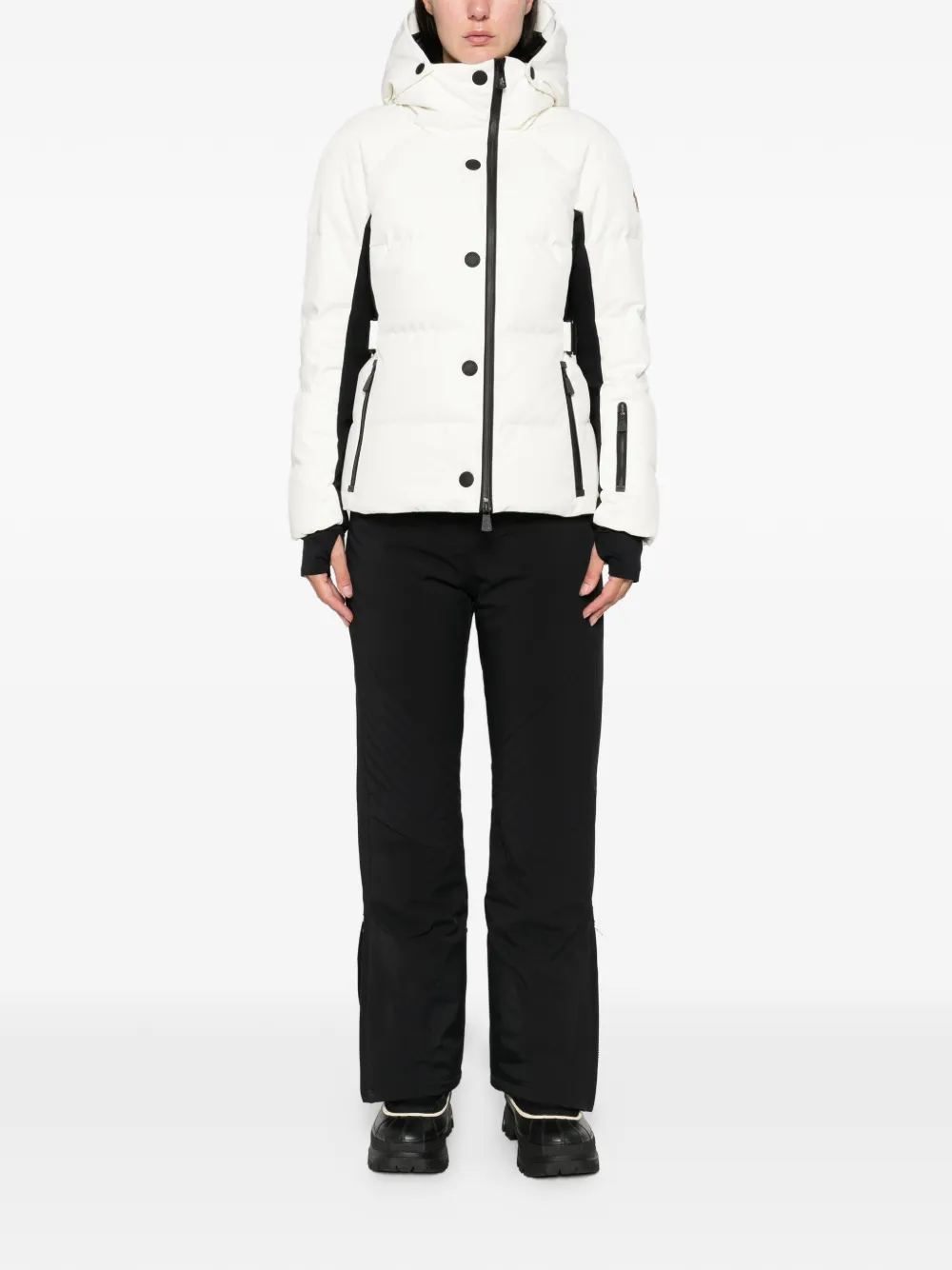 Moncler Hooded Belted Jacket In White