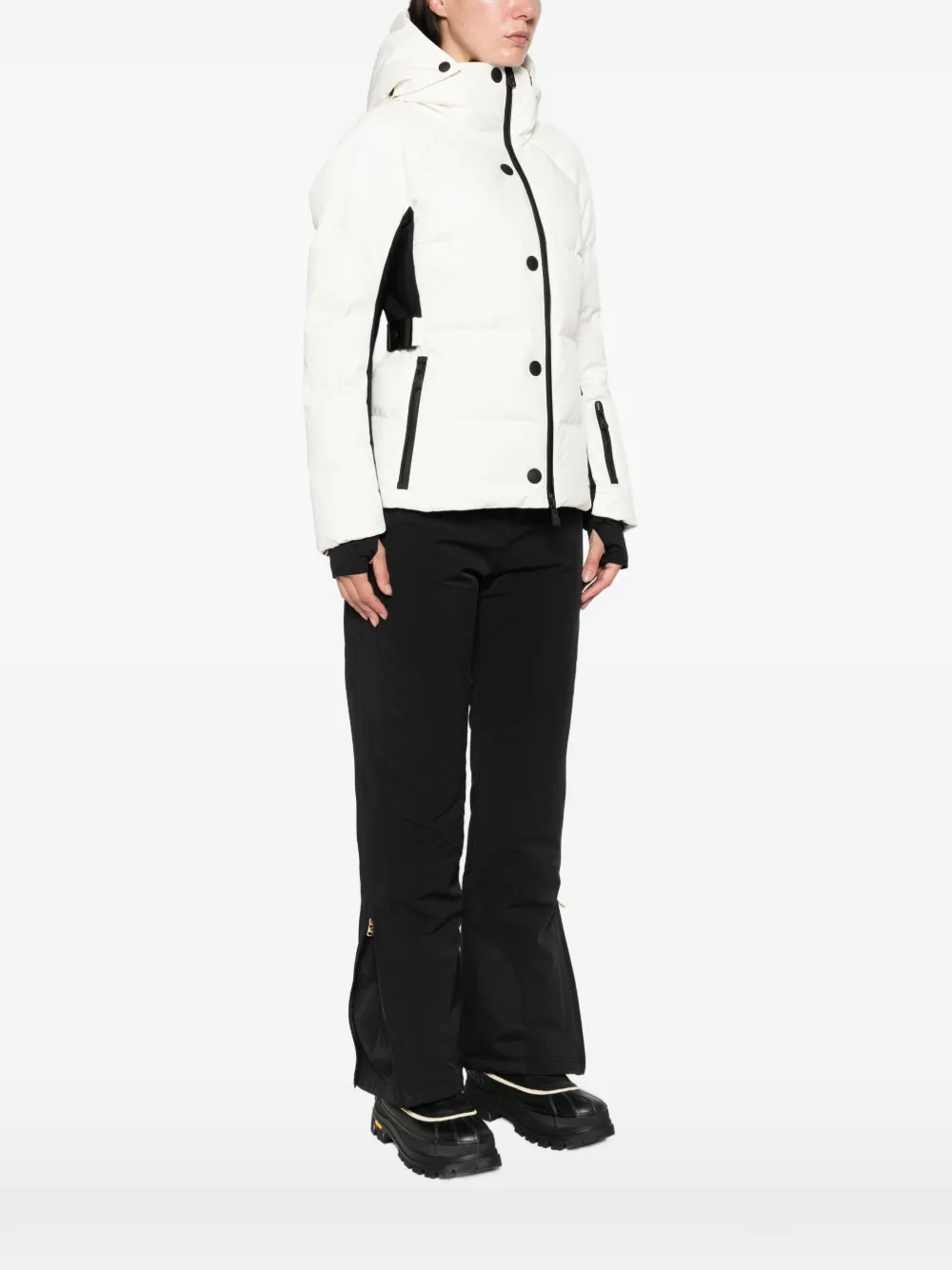 Moncler Hooded Belted Jacket In White
