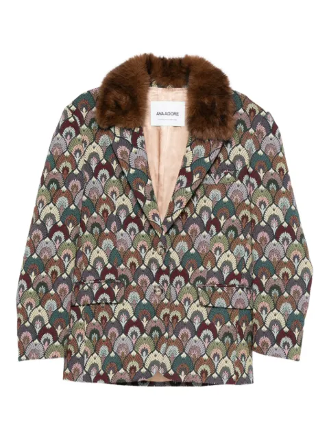 Ava Adore faux-fur-collar patterned coat